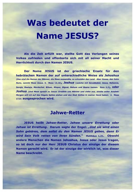 1.3.4 Was bedeutet der Name Jesus? - christen-online.at