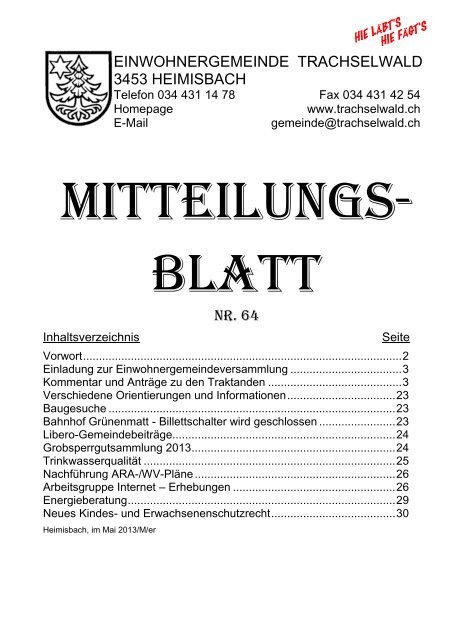 Mitteilungsblatt - Trachselwald