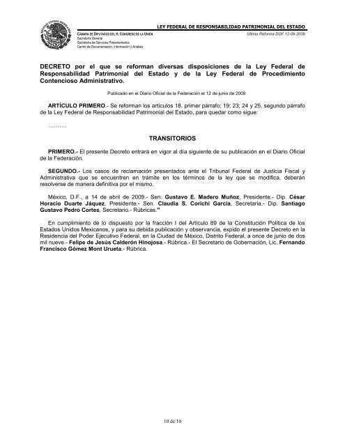Ley Federal de Responsabilidad Patrimonial del Estado - CONAGUA