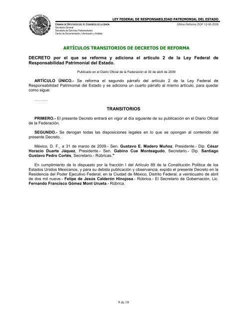 Ley Federal de Responsabilidad Patrimonial del Estado - CONAGUA
