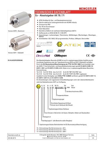 TECHNISCHES DATENBLATT - Hengstler GmbH