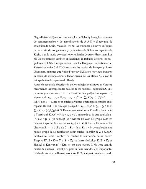 Núcleos Invariantes y Teoremas de Dilatación, Parametrización y ...