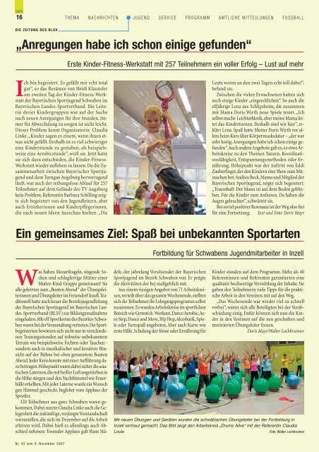 Fitnesswerkstatt (Bericht Bayernsport)