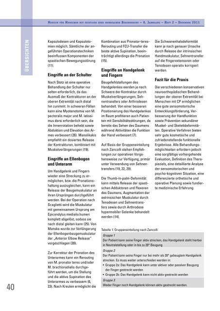 Behandlung der oberen Extremität bei ICP 2011 - Motio