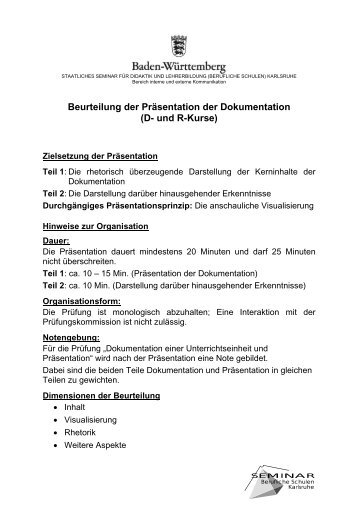 Präsentation der Dokumentation - Fachdidaktik-Online