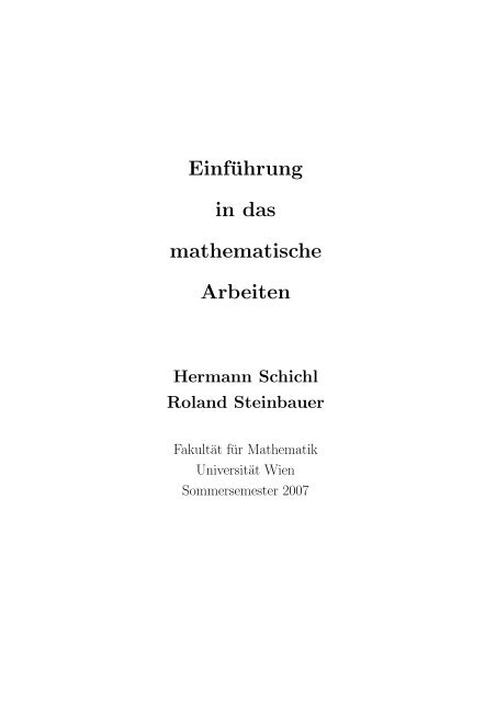 Skripten - an der Fakultät für Mathematik! - Universität Wien