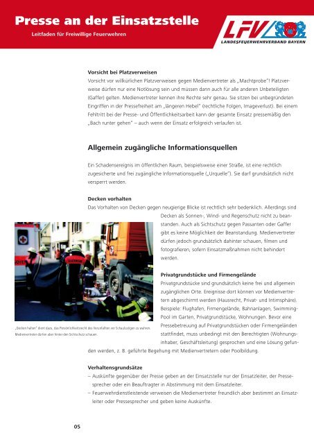 Presse an der Einsatzstelle - Landesfeuerwehrverband Bayern