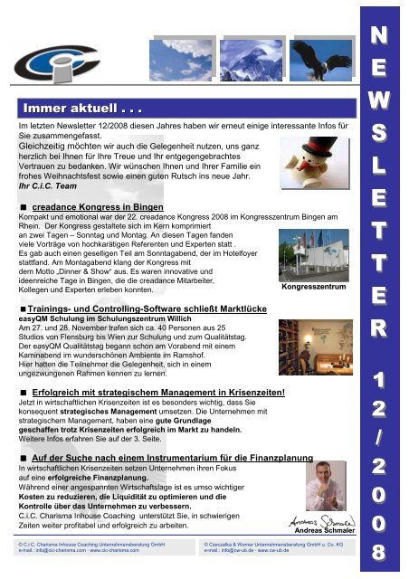Immer Aktuell Bei Cic Charisma Inhouse Coaching - 