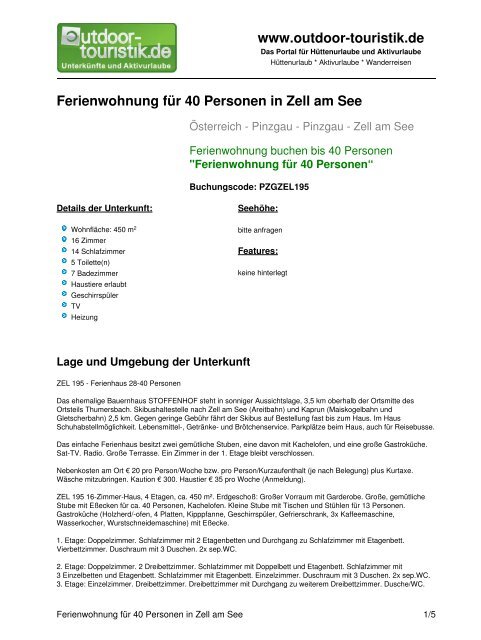 Ferienwohnung für 40 Personen in Zell am See - Outdoor-Touristik