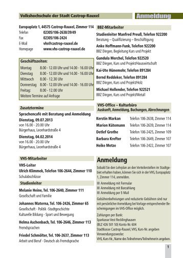 VHS Programm 2013-2014 Castrop-Rauxel - Stadt Castrop-Rauxel