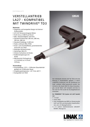verstellantrieb la27 - kompatibel mit twindrive® td3 - LINAK