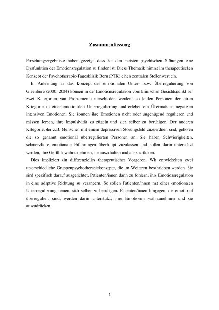 Psychotherapie der Emotionsregulation - Abteilung für ...