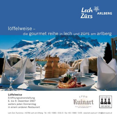 (Broschüre „Wein & Firn“ NEU 16 x 16 cm:Layou - Lech-Zürs