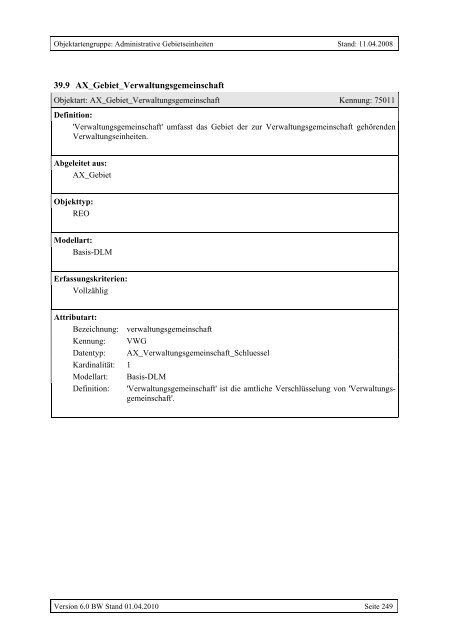 ATKIS®-Objektartenkatalog Basis-DLM 6.0