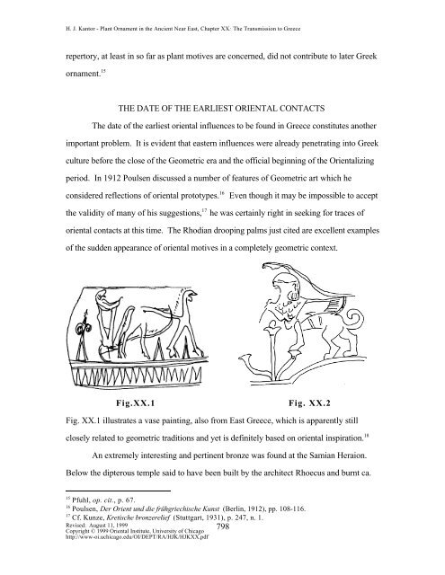 chapter xx. the transition to greece - Oriental Institute - University of ...