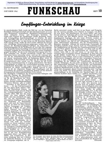 Funkschau Nr.10 Oktober 1941 - Radiomuseum.org