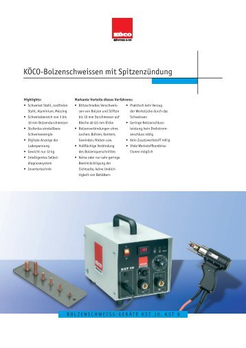 KÖCO-Bolzenschweissen mit Spitzenzündung - Köster & Co GmbH