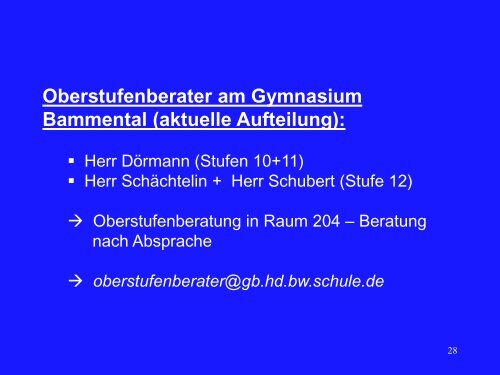 Die gymnasiale Oberstufe – Abitur 2010 - Gymnasium Bammental