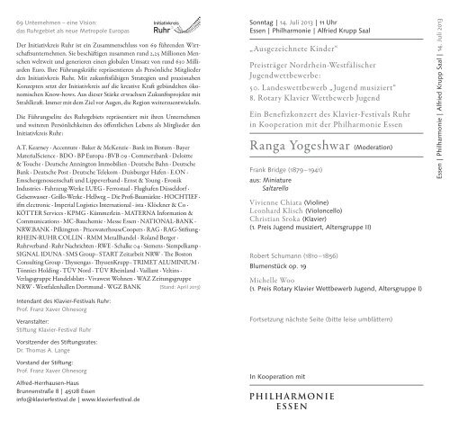 Ranga Yogeshwar (Moderation) - Klavier-Festival Ruhr