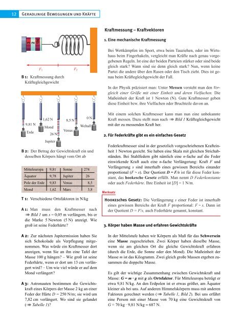 Geradlinige Bewegungen und Kräfte 12 Kraftmessung – Kraftvektoren