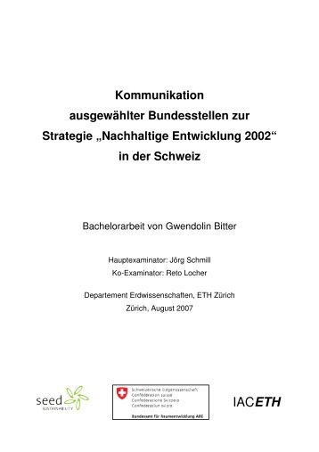 Bachelorarbeit von Gwendolin Bitter - ETH Seed Sustainability ...