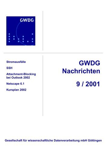 Ausgabe 09/2001 der GWDG-Nachrichten