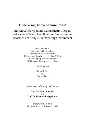 Unde venis, homo administrans? - Universität St.Gallen