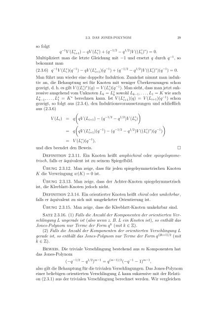 Vorlesung Knoten Dirk Kussin - Institut für Mathematik - Universität ...