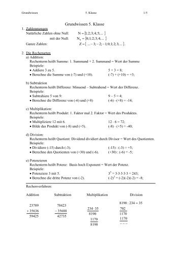 Grundwissen 5. Klasse