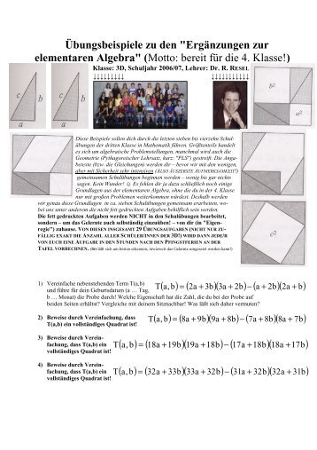 53 Aufgaben zur Elementaren Algebra und Geometrie - Matheprof.at