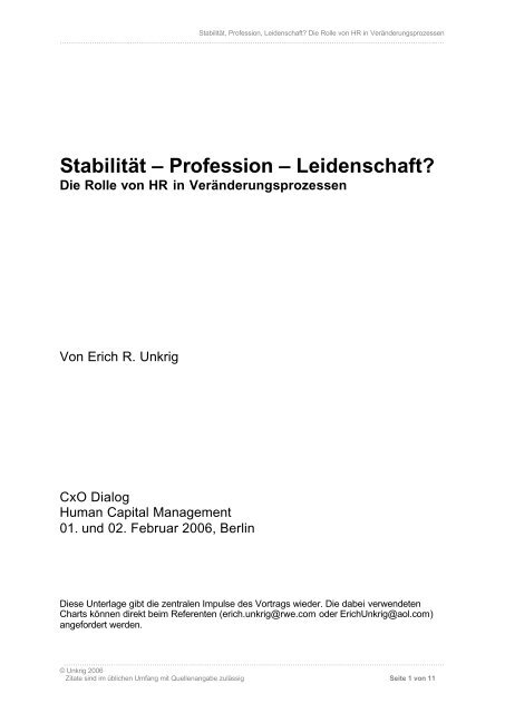 Stabilität – Profession – Leidenschaft? - brainGuide