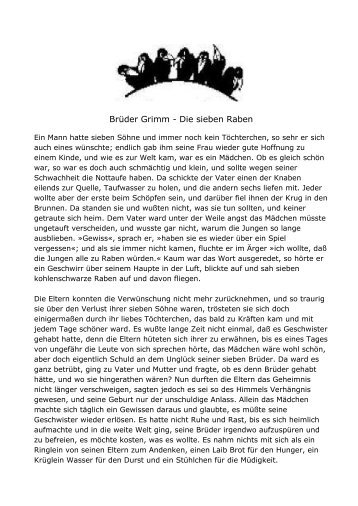 Brüder Grimm - Die sieben Raben - Institut ASTA (St. Gallen)