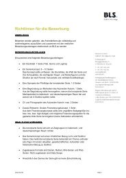 Richtlinien für die Bewerbung - BLS