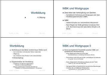 Wortbildung WBK und Wortgruppe Wortbildung WBK