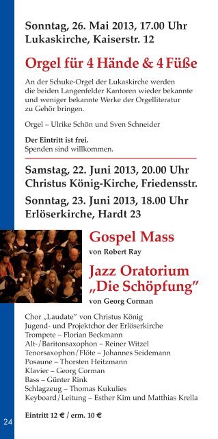 Musik Kirche Musik Kirche - Evangelische Kirchengemeinde ...