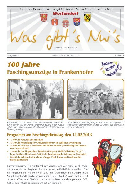 Ausgabe Nr. 3 vom 08.02.2013 - VG-Westendorf