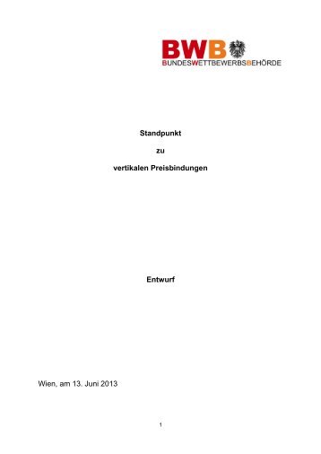 Standpunkt zu vertikalen Preisbindungen PDF 237kB - BWB
