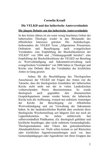 Die VELKD und das lutherische Amtsverständnis