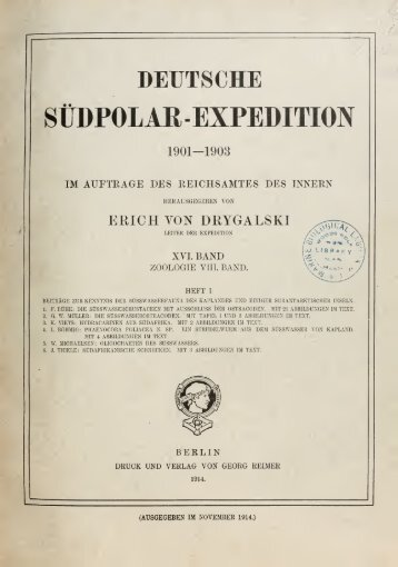 Deutsche Südpolar-Expedition, 1901-1903, im Auftrage des ...