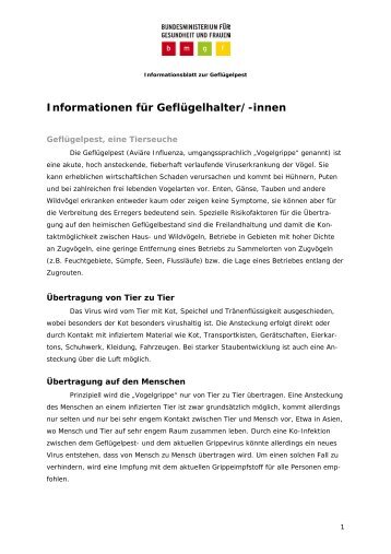 Informationen für Geflügelhalter/-innen