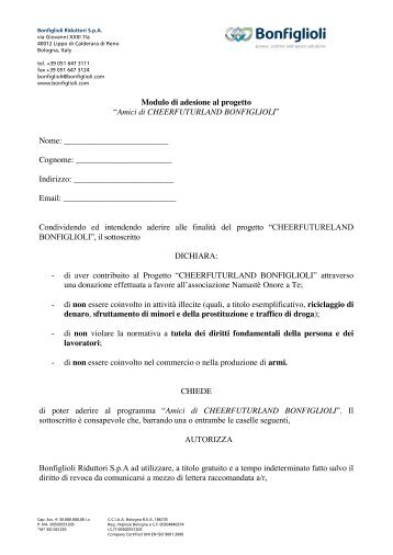 Modulo adesione privati - Bonfiglioli