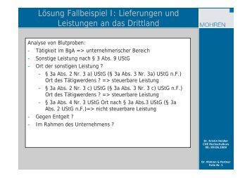 Lösung Fallbeispiel I: Lieferungen und Leistungen ... - Hochschulkurs