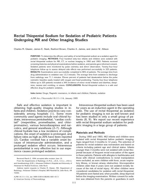 Rectal Thiopental Sodium for Sedation of Pediatric Patients ...