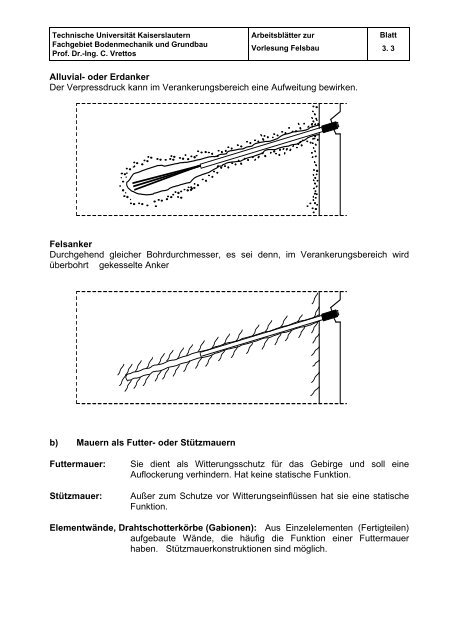 Felsbau - Vorlesung - Universität Kaiserslautern