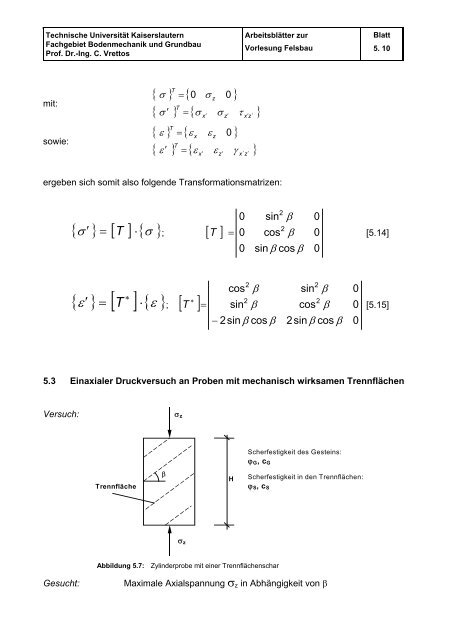 Felsbau - Vorlesung - Universität Kaiserslautern