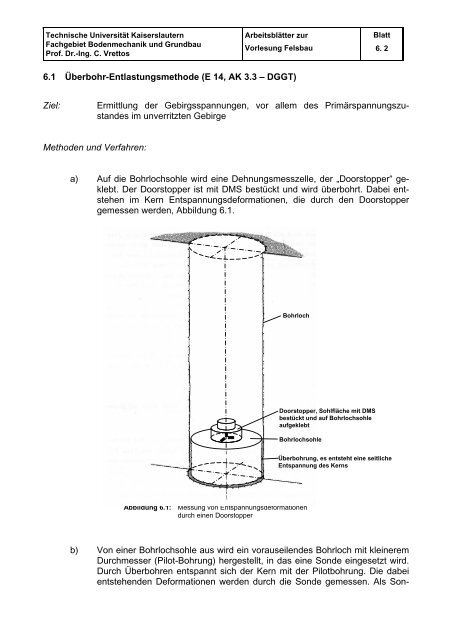 Felsbau - Vorlesung - Universität Kaiserslautern