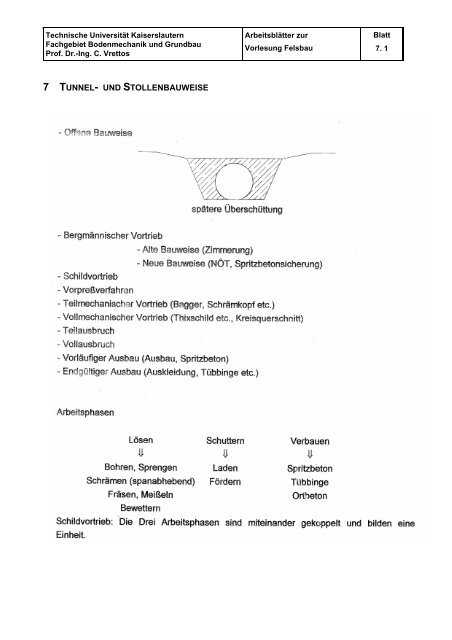 Felsbau - Vorlesung - Universität Kaiserslautern