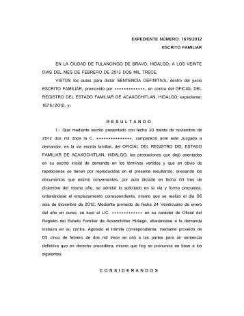 expediente número: 1676/2012 escrito familiar en la ciudad de ...