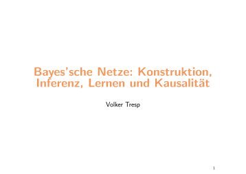 Bayes'sche Netze: Konstruktion, Inferenz, Lernen und Kausalität