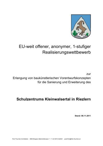 Ausschreibung (pdf, 122KB) - Architekturwettbewerb.at